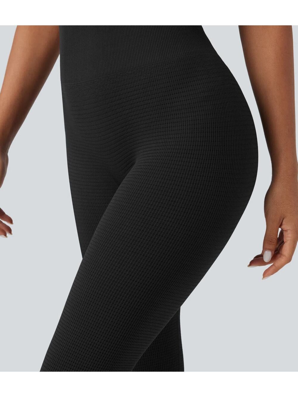 Halara Seamless Flow Waffle High Waisted 7/8 Leggings Black Size XL - Picture 7 of 8